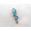 Generic Small blue stone silver metal alligator hair claw clip clamp for fine thin hair