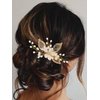 Brishow Gold Leaf Bride Wedding Hair Comb Rhinestone Hair Pieces Flower Bridal Hair Accessories for Women and Girls