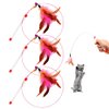 MAIYU Cat Feather Wand Toy - 3 Pack Steel Wire Feather Interactive Cat Stick Training - Beads Bells Kitten Wand Toys Pet Teaser