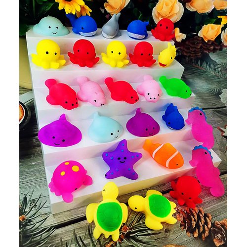 50 Packs Bulk Squeeze Ocean Classroom Students Gifts Rainbow Fidgets Gifts From Teacher, Mini Squishy Animal Holiday Rewards Party Favors for Kids