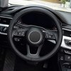 KAFEEK Steering Wheel Cover, Universal 15 inch, Microfiber Leather, Anti-Slip, Odorless, Black Lines