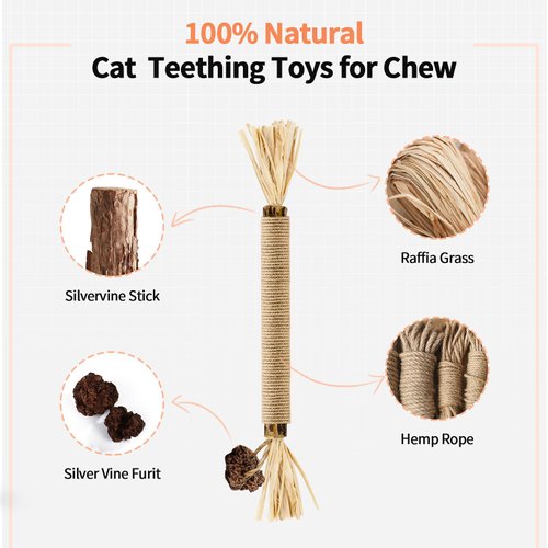 YWAOOH Catnip Toys with Silvervine for Cats, Cat Chew Toy for Kitten Teething, Interactive Cat Toy for Indoor Cats, Silvervine Sticks Cat Toys
