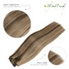 WindTouch Clip in Hair Extensions Balayage Chocolate Brown to Dark Blonde 12Inch 70g Human Hair 7PCS #4p27