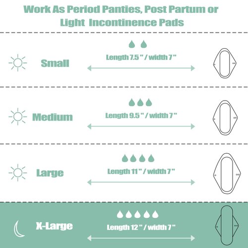 wegreeco Reusable Menstrual Pads - Reusable Sanitary Pads | Reusable Panty Liners | Soft Cloth Menstrual Pads - 6 Pack with 1 Cloth Mini Wet Bag (Medium, Luxury)