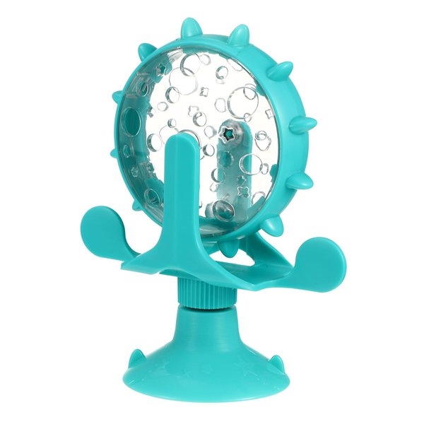 iplusmile Interactive Cat Treats Dispenser Toy, 360° Rotating Windmill Toys, Fun Pet Cat Food Puzzle Toy for Bored Indoor Cat, Exercise Wheel Feeder Toy with Suction Cup, Blue