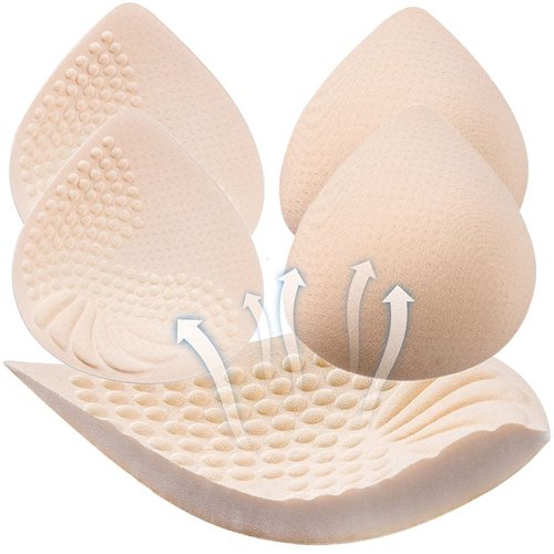 PRETTYWELL Bra Pads Inserts, 2 Pairs Latex Bras Inserts for Sports Bras, Bra Cups Inserts for Bikini Tops (Beige, M)