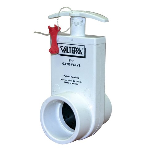 Valterra 2101X PVC Gate Valve, White, 1-1/2" Inner Diameter, 1.9" Outer Diameter Unibody Valve, Slip w/ Gate Keeper