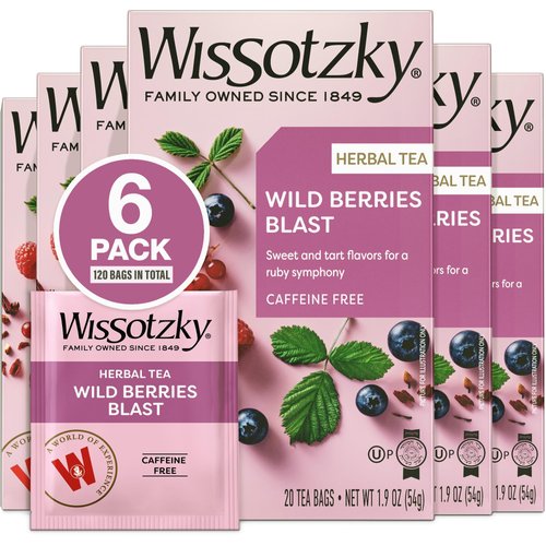 Wissotzky Wildberry Blast Herbal Tea (6 Pack - 120 Tea Bags) | Berry Blend | Caffeine Free Tea