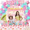 LXlucktim Four Ever Donut Sweet Birthday Decorations for girl, 131 Pcs Donut 4th Birthday Party Supplies decorations - Banner, Cake Toppers, Balloons, Tablecloth, Centerpieces
