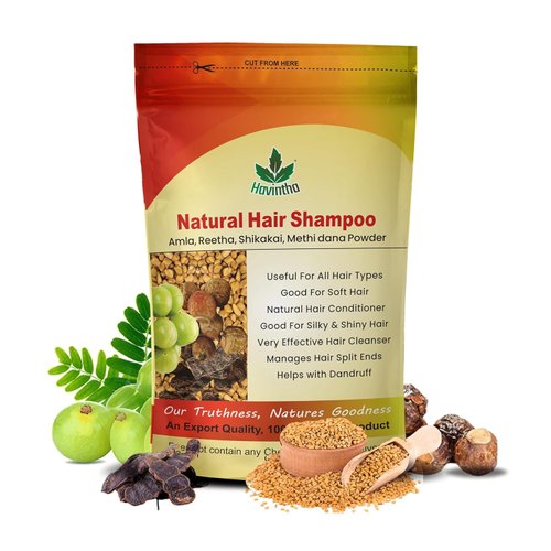 Havintha Natural Hair Shampoo with Amla, Reetha, Shikakai and Methi dana Powder for hair wash - 8 ounce | 0.5 pound | 227 grams (Pack of 1)