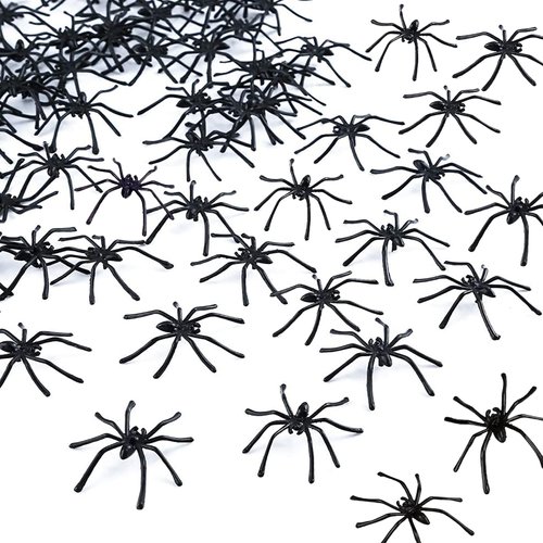 BAINFE 100PCS Plastic Spiders Halloween Realistic Spiders Black Fake Spiders Small Spider Toys for Prank Haunted House Halloween Party Supplies