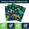 Tevxj 96PCS Dinosaur Tableware Set Fossil Dinosaur World Dinnerware Disposable Plates Dinosaur Theme Party Plates Napkins Forks for Boys Kids Dino Birthday Shower Party Decorations Supplies 24 guests