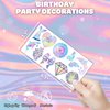 105 PCS Holographic Star Birthday Party Decorations Favors Supplies Temporary Tattoos Decor Pink Bubble Mermaild Disco Club Stickers For Boys Girls Gift School Prizes Rewards