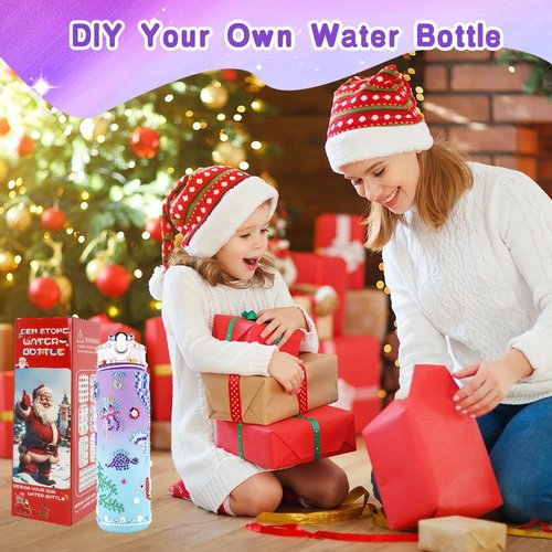 Decorate Your Own Water Bottle Kits for Girls, Christmas Gift for Girls, 5 6 7 8 9 10 Year Old Girl Gifts, Girl Water Bottle Gem Stickers DIY Arts and Crafts Kits Supplies for Girls Birthday Gift