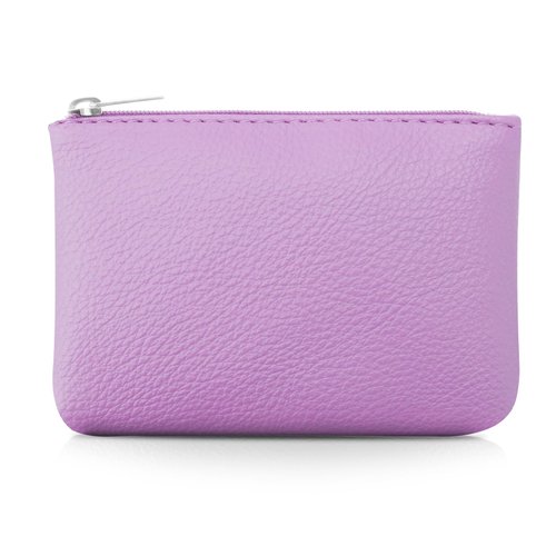 TIESOME Coin Purse, PU Lychee Pattern Zipper Coin Purse Portable Coin Purse Mini Change Wallet for Women Coin Pocket Mini Money for Women Credit Card ID Key Headset Lipstick (Light Purple)