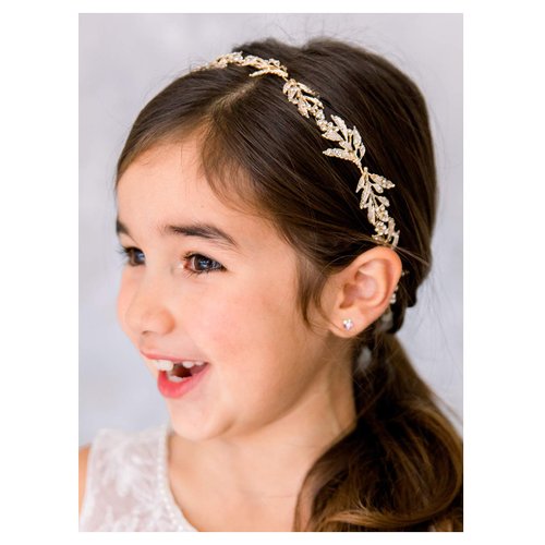 SWEETV Flower Girl Headpiece for Wedding Headband Princess Hair Accessories Little Girls Toddler Kids Crystal Hair Bands for Birthday Party Photography