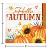 Creative Converting Hello Autumn Beverage Napkins, 5", Burgundy, Orange, Green, and Ivory