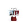 Bialetti - Mini Express Magritte: Moka Set includes Coffee Maker 2-Cup (2.8 Oz) + 2 shot glasses, Red, Aluminium