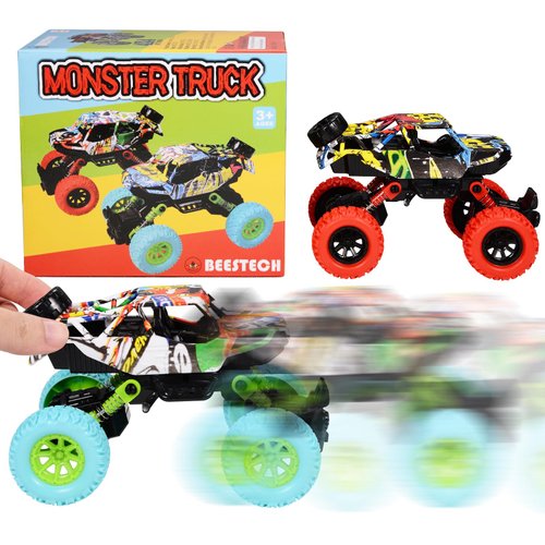 6.3 Inch Monster Truck Toys for Boys 3 4 5 6 7 Years Old, Pull Back Friction Powered Truck Vehicles Play Sets 2 Pack