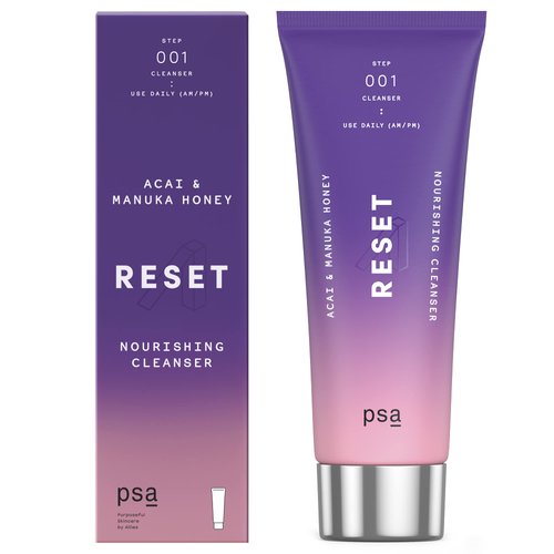 PURPOSEFUL SKINCARE PSA - RESET Acai + Manuka Honey Nourishing Cleanser | Acai + Pomegranate Extract, Manuak Honey UMF 17, Yogurt, Grapeseed Oil | Suitable for All Skin Types (100 mL | 3.4 oz)