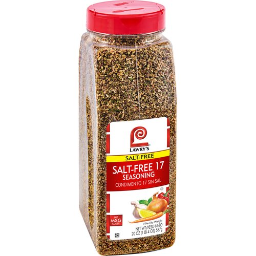 Lawry's Salt Free 17 Seasoning, 20 oz - One 20 Ounce Container of 17 Seasoning Spice Blend Including Toasted Sesame Seeds, Turmeric, Basil and Red Bell Pepper for Seafood Poultry and Beef