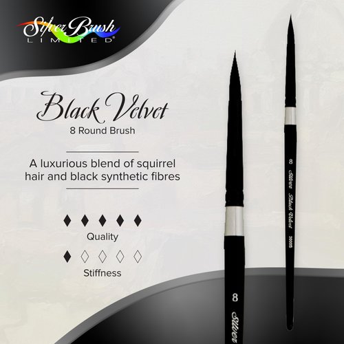 Silver Brush Limited 3000S8 Black Velvet Round Brush for Watercolor, Size 8, Short Handle