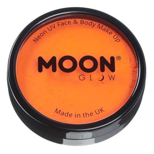 Pro Intense Neon UV Face & Body Paint Cake Pots by Moon Glow - Intense Orange - Professional Water Based Face Paint Makeup for Adults, Kids - 1.26oz