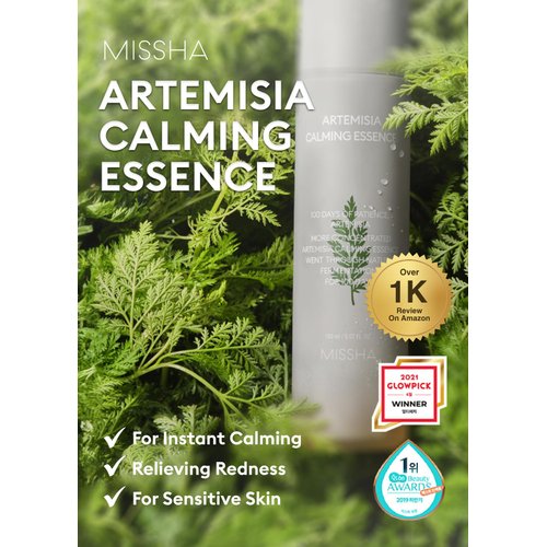 MISSHA Artemisia Calming Essence 5.07 Fl oz / 150ml - 100% Artemisia Annua Extract Facial Toner for Sensitive Skin, Korean Toner with Double-Fermented Mugwort, Soothes Redness & Acne