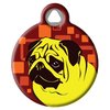Dog Tag Art Mellow Yellow Pug Personalized Pet ID Tag for Dogs, Silent Polymer Coated Stainless Steel Nametag - Small .875" Diameter