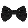 OJERRY Oversized Black Silk Star Detail Hair Ribbon Bow for Women, Bow Hair Metal French Barrette Clip, Old Money Dark Coquette Bow Aesthetic Gift Hair Accessories