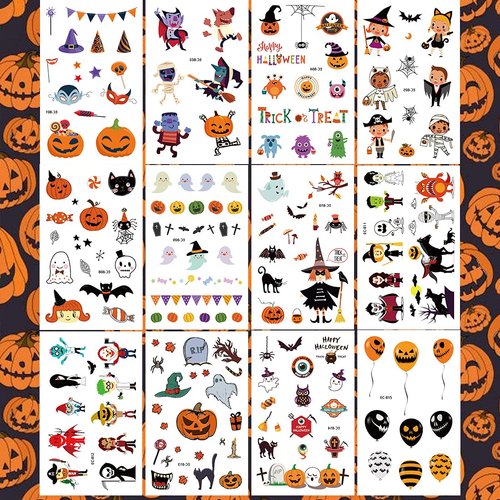 Ooopsiun Halloween Temporary Tattoos for Kids - 120 styles Halloween Tattoos Stickers Party Favors Decorations for Boys Gilrs