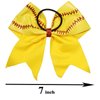 Leather Softball Hair Bows 7 inch,Softball Cheer Hair Bows for Girls,Elastics Hair Ties Bands Ponytail Holder Ribbon Accessories,Sports Softball Gifts for Girls (softball)