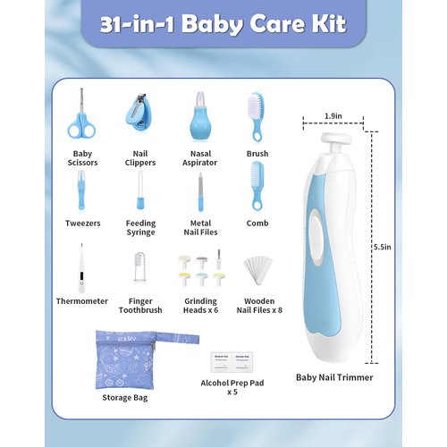 Lictin Baby Healthcare and Grooming Kit, 31 in 1 Baby Electric Nail Trimmer Set, Newborn Nursery Care Kit, Baby Essentials with Nail Clippers, Medicine Dispenser, Infant Comb, Brush