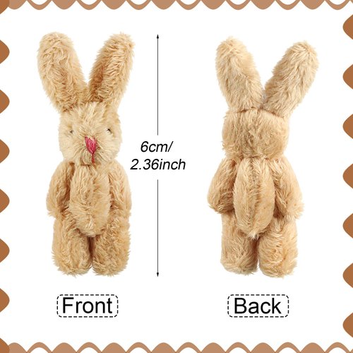 20 Pieces Mini Plush Rabbit Tiny Joint Rabbit 2.4 Inch Small Bunny Doll Soft Bunny Stuffed Animal Toys for Easter Birthday Cake Wedding Decorations Party Favors (Long Plush Style)