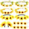 Fiada 16 Pieces Sunflower Headbands Set Including 6 Pieces Sunflower Crown, 2 Pieces Sunflower Hair Clips, 8 Pieces Sunflower Hairpins for Women Wedding Hair Accessories