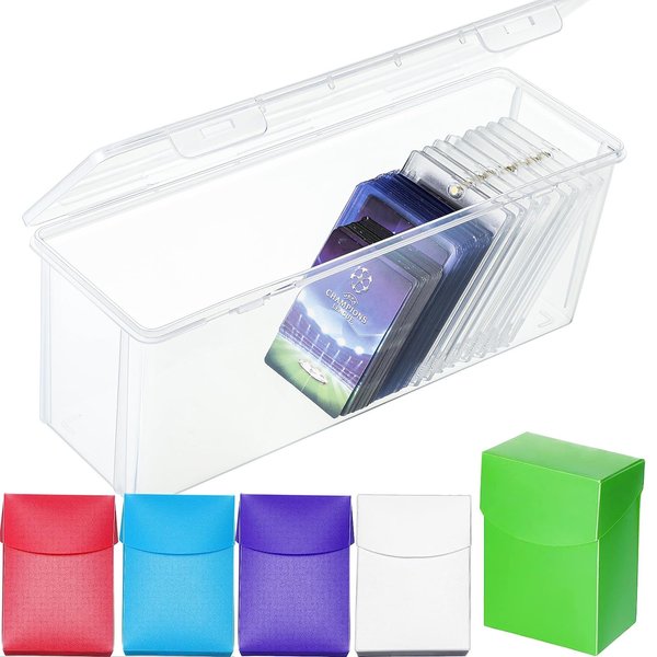 Amylove 6 Pcs Deck Card Boxes Set 5 Pcs Trading Card Storage Box Playing Card Box and a Card Storage Organizer Clear Card Case Holder Compatible with MTG Yugioh and Other TCG Cards