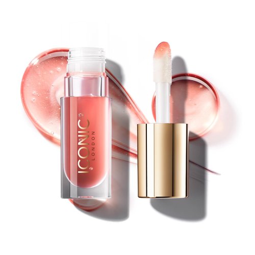 ICONIC LONDON Lustre Lip Oil | Non Sticky, Moisturizing and High Shine Lip Oil, Containing Vitamin C and Hyaluronic Acid, Cruelty Free, Vegan Makeup, She's A Peach, 6 mL/ 0.2 Fl Oz
