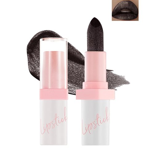 Glitter Lipstick for Women, Shimmer Sparkly Lipstick Long Lasting Waterproof, Diamond Shiny Metallic Matte Lipstick,Non-sticky, Impact Color, Bold Glimmer Glow Lip Gloss, Stage Party Makeup (07#Black)