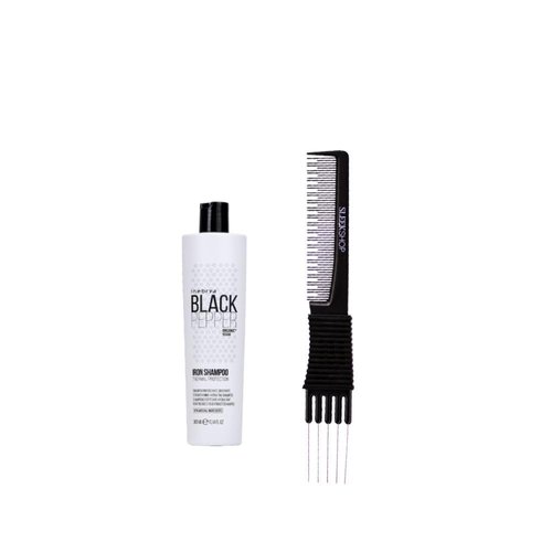 kuss Inebrya Black Pepper Iron Shampoo (10.14 oz) with Teasing Comb Pack of 1