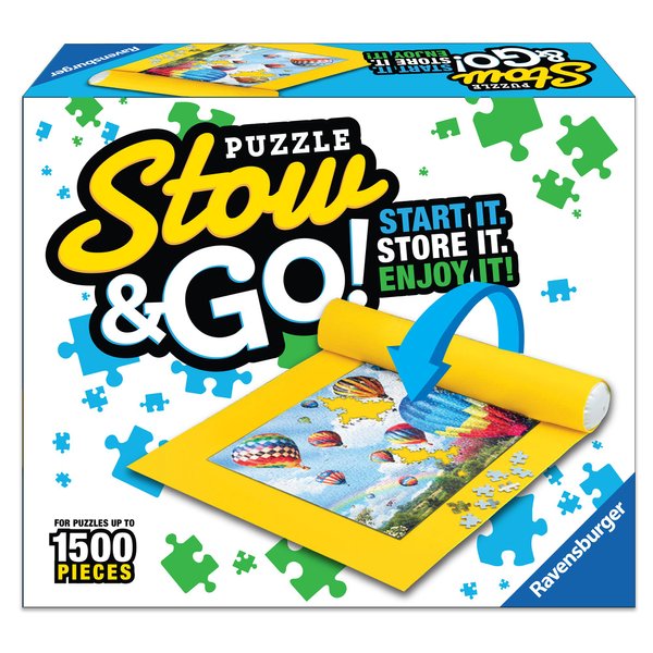 Ravensburger 17960 Puzzle Stow and Go | Portable Puzzle Mat for Easy Storage | Bright Yellow for Enhanced Contrast | Ideal for Puzzle Piece Sorting | Accommodates up to 1500 Pieces