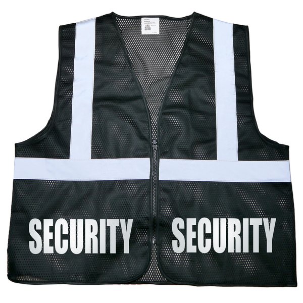 Security Safety Vest in Black with Silver/Reflective Design, High Visibility Vest