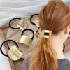 BASEMMAHER 4Pcs Metal Ponytail Hair Gold Cuff Elastic Hair Bands Hair Ties Accessories Pony Tail Gothic Punk Elastic Hair Rope Ponytail Holder Cuffs for Women Girls