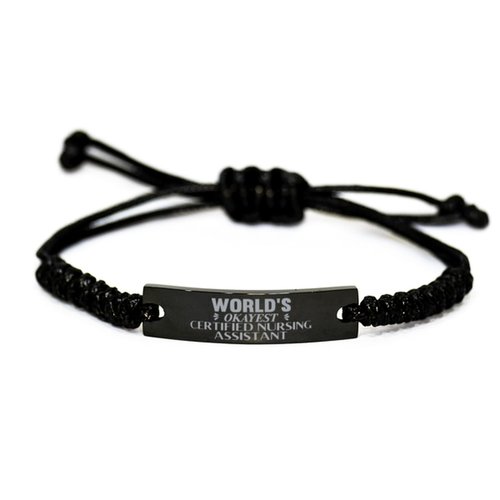 Certified Nursing Assistant Biirthday Gifts, World's Okayest Certified Nursing Assistant Rope Bracelet Gifts For Certified Nursing Assistant Christmas Holiday Present Gifts, Engraved Bracelet Custom