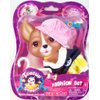 Teacup Doggies Fashion Set Denim White Fur Collar Pink Hat