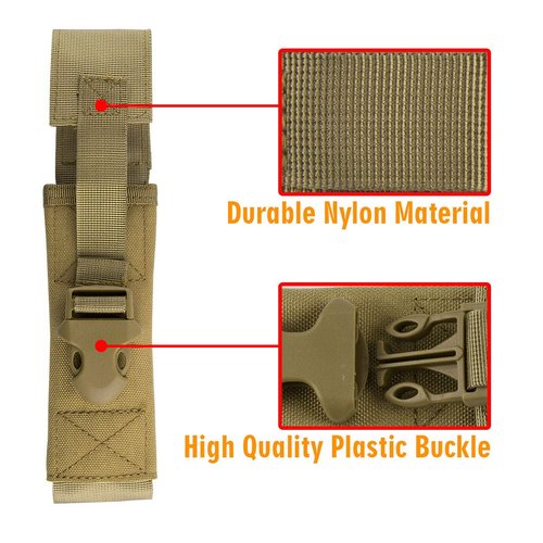 IronSeals Tactical Flashlight Pouch Holster Case Belt Pouch, Molle Organizer Pouch EMT Mini Scissor Tool Pouch (2 * Tan)