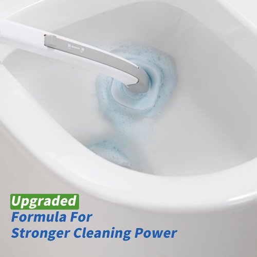 oshang Disposable Toilet Brush - Toilet Bowl Cleaner, Toilet Cleaning Supplies, Toilet Brush with Holder, 14 Refills for Deep Cleaning and Hygienic Bathroom Maintenance