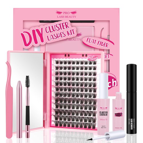 DIY Lash Extension Kit Cluster Lashes Kit with 120 Pcs Lash Clusters Lash Bond Overnighter Remover Eyelash Applicator Beginner DIY Lashes Kit Easy to Use(DIY Lash Kit-Velvety)