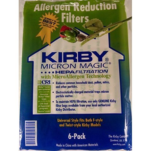 Kirby Vacuum Cleaner Disposable Cloth Paper Bags White Hepa Bags 6 Pack Universal Style Fits ALL Kirby Models by Kirby