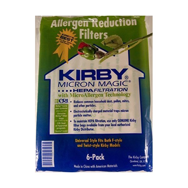 Kirby Vacuum Cleaner Disposable Cloth Paper Bags White Hepa Bags 6 Pack Universal Style Fits ALL Kirby Models by Kirby