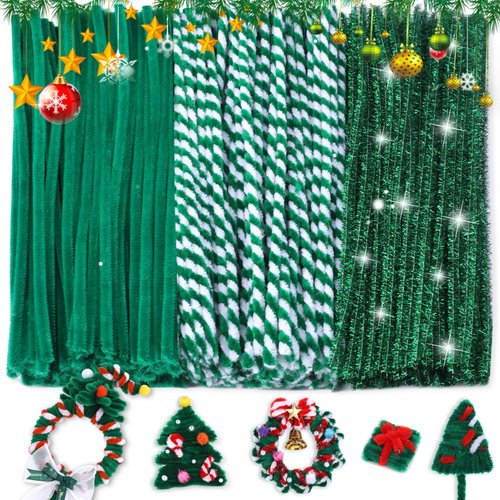240 Pcs Pipe Cleaners Set, Pipe Cleaners Craft Set, Pipe Cleaner Chenille Stems Pipe Cleaners Craft Supplies for Art and Craft Projects Creative Christmas Decoration (Green)